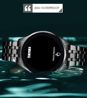 Skmei 1579 Fashionable Simple Touch Screen Men_s High-Grade Led Stainless Steel Electronic Watch