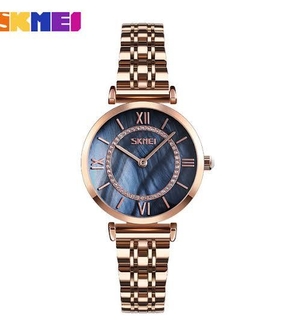 SKMEI 9198 Casual Stainless Steel Female Wristwatch Luxury Quartz Ladies Watch Thin Strap Fashion Women Watch
