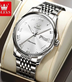 OLEVS 9929 Waterproof Business Men Wristwatch, High Quality Stainless Steel Strap Automatic Mechanical Watch For Men Calendar