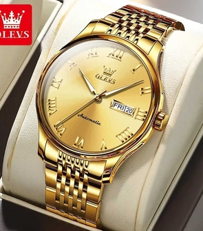 OLEVS 9929 Waterproof Business Men Wristwatch, High Quality Stainless Steel Strap Automatic Mechanical Watch For Men Calendar