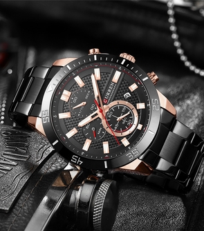 CURREN 8417 WristWatch Waterproof Chronograph Men Watch Military Top Brand Luxury Gold Black Stainless Steel Sport Male Clock