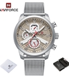 NAVIFORCE NF9211 Men_s Calendar Watches Casual Sport Watch for Men Quartz WristWatch Stainless Steel Strap Watch