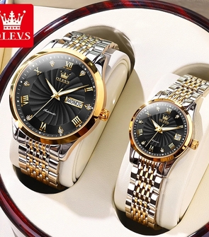 OLEVS 6630 Waterproof Full Automatic Couple Wristwatch Stainless Steel Strap Automatic Mechanical Fashion Watch for Couple