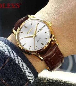 OLEVS 6898 Mens Coffee Gold White