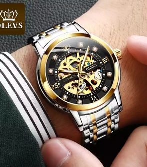 OLEVS 9901 Hollow Automatic Mechanical Men's Watch Diamond Luminous Men's Watch Luxury Brand Male Casual Sports Wrist Watch