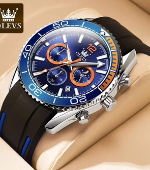 OLEVS 9916 Multifunctional Three-eye Six-hand Fashion Watches for Men Waterproof Silicone Strap Quartz Men Wristwatch Luminous