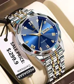 POEDAGAR 810 Mens Watches Top Brand Luxury Stainless Steel Waterproof Luminous Fashion Blue Quartz Watch for Men