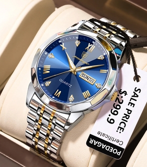 POEDAGAR 810 Mens Watches Top Brand Luxury Stainless Steel Waterproof Luminous Fashion Blue Quartz Watch for Men