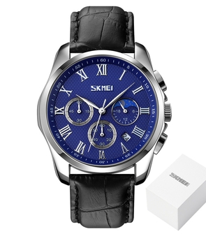SKMEI 9260 Creative Moon Phase Sport Mens Watches Casual Quartz Wristwatches Waterproof Stopwatch Date Clock