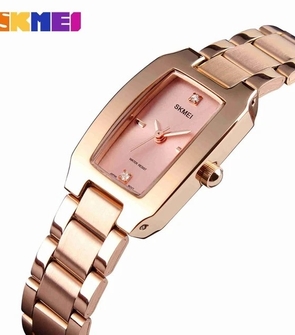 SKMEI 1400 Top Brand Luxury Women Quartz Watch With Rose Gold Silver Black Color Simple Waterproof Full Stainless Steel Watches