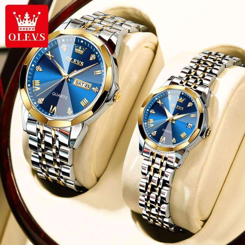 OLEVS 9931 Couple New Silver Gold Blue