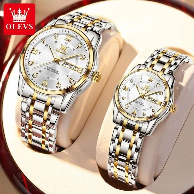 OLEVS 5513 Couple Silver Gold White