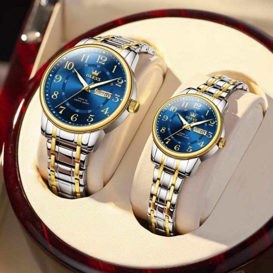 OLEVS 2891 Couple Silver Gold Blue