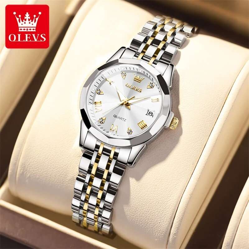 OLEVS 9931 NEW Ladies Date Silver Gold White