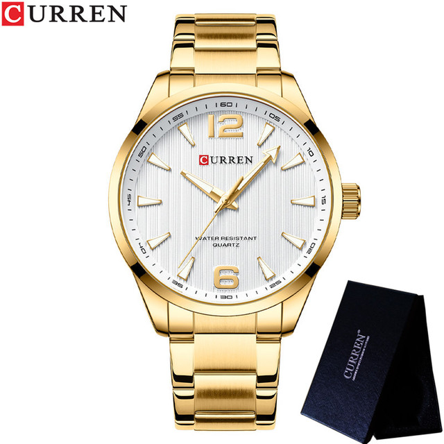 CURREN 8434 Sport Men Watch Top Brand Luxury Gold Military Waterproof Male Clock Stainless Steel Quartz Business Man Wristwatch