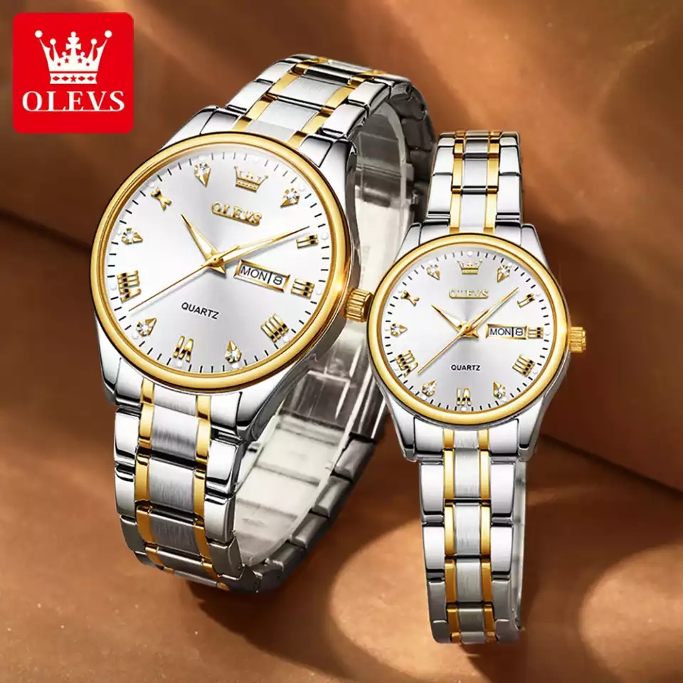 OLEVS 5563 Couple Silver White Gold
