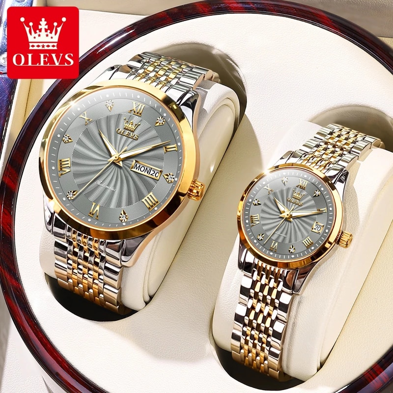OLEVS 6630 Couple Silver Gold Ash