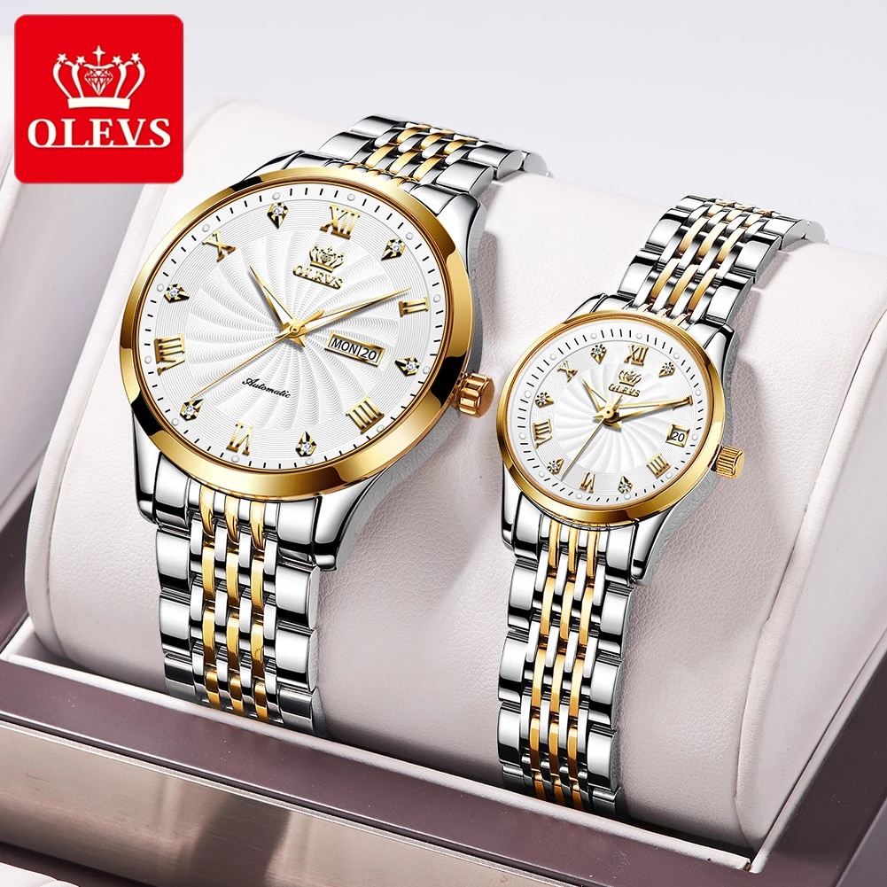 OLEVS 6630 Couple Silver Gold White