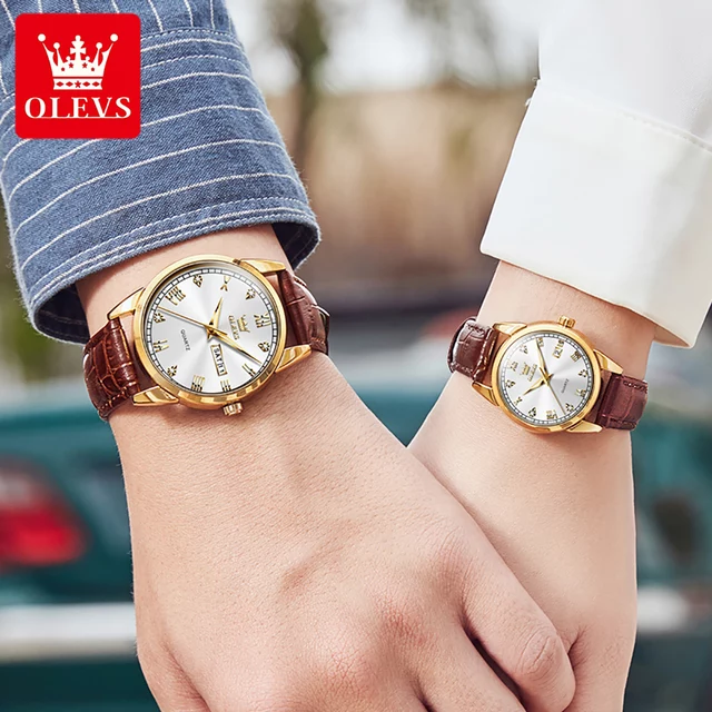 OLEVS 6896 Couple Coffee Gold White